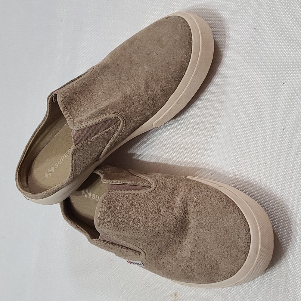 Superga Taupe Suede Slip-On Flats
